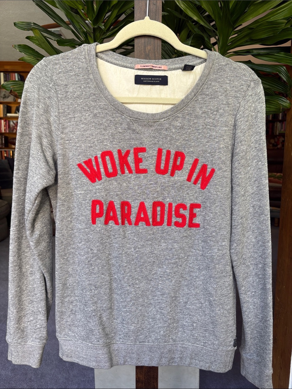 Scotch & Soda Heather Gray Sweatshirt with Red Lettering